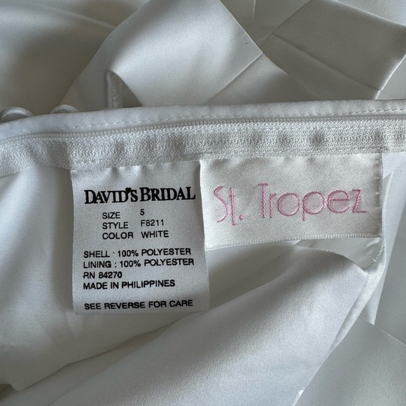 David’s Bridal Flower Girl Dress. St. Tropez brand, girls size 5.  White. - Picture 12 of 13